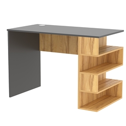 Стол письменный со стеллажом СПС-03-П (правосторонний), Темно-Серый  + Дуб Золотистый