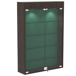 Настенная витрина с бархатом серии БАРОН №2-3А (четыре полки), Дуб Венге + 10 Green