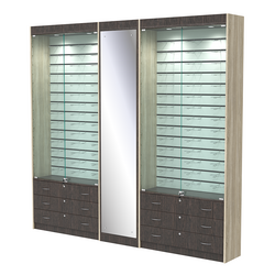 Комплект витрин под очки №10+1+10 (закрытый доступ), Дуб Венге и Дуб Сонома