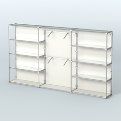 Торговая система ХРОМ (задняя стенка - ДСП) 3600 мм с зеркальными полками и поручнями №6, Белый