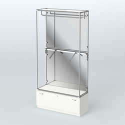 Торговая система ХРОМ (задняя стенка - зеркало) 1200 мм №2-1 с тумбой Т-11 и поручнями, Белый