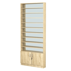 Стеллаж из ДСП с 9-ю полками 150x900 мм серии LEVEL-9 №9-2 (З/C - ЗЕРКАЛО), Дуб Сонома