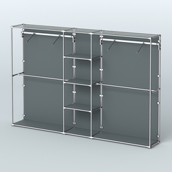 Торговая система ХРОМ (задняя стенка - ДСП) 3030 мм с полками ДСП и поручнями №12, Темно-Серый