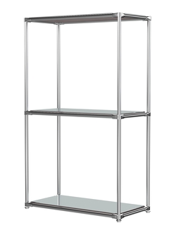 Хромированный стеллаж СТИЛЬ №2а-4 с зеркалами, Ясень Анкор темный - U31105