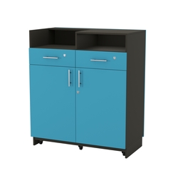 Кассовый прилавок "Диаманд" №9-1000 выкатной, ЛДСП черный + МДФ бриз