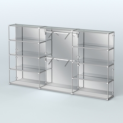 Торговая система ХРОМ (задняя стенка - зеркало) 3600 мм с зеркальными полками и поручнями №6, Серый