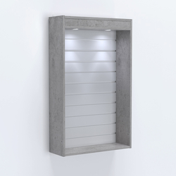 Витрина настенная №202-2В с верхней подсветкой и эконом панелью, Бетон Чикаго светло-серый F186 ST9