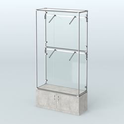 Торговая система ХРОМ (задняя стенка - стекло) 1200 мм №3-4 с тумбой Т-21 и поручнями, Метрополитан Грей