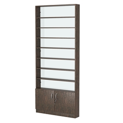 Стеллаж из ДСП с 7-ю полками 150x900 мм серии LEVEL-7 №9-1 (З/C - СТЕКЛО), Дуб Венге