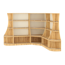 Угловой низкий стеллаж ГАРАНТ №2-О с ограничителями, Дуб Золотистый и Крем Вайс