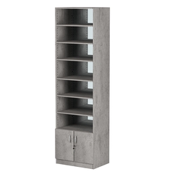 Стеллаж из ДСП с 6-ю полками 400x600 мм серии LEVEL-6 №7-2 (З/C - ЗЕРКАЛО), Бетон Чикаго светло-серый F186 ST9