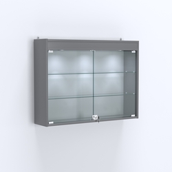 Витрина настенная №203-3А широкая с двумя полками и фризом, Темно-Серый