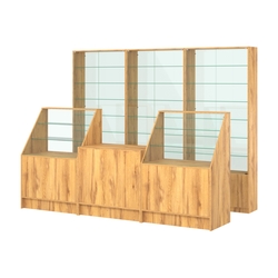 Комплект витрин с регулировочными полками NE-6 №12-1 и прилавков ЭК-7, Дуб Золотистый