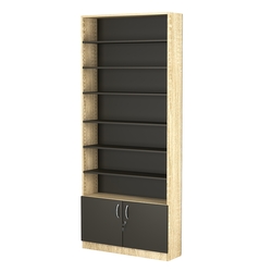 Стеллаж из ДСП с 6-ю полками 250x900 мм серии LEVEL-6 №11 (З/C - ДВП), Дуб Сонома + Черный