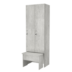 Шкаф для раздевалок с задвижной скамейкой КОМБО-Соло №2-2, Метрополитан Грей