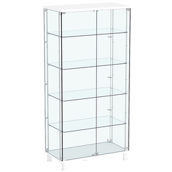 Витрина РОНДО с регулировочными полками №4-1-РЕГ на ножках (задняя стенка стекло), Белый