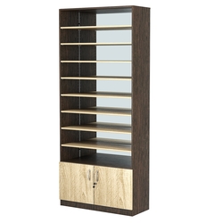 Стеллаж из ДСП с 8-ю полками 350x900 мм серии LEVEL-8 №13-2 (З/C - ЗЕРКАЛО), Дуб Венге + Дуб Сонома