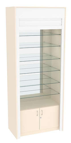 Торговая витрина с рольставнями ИС-132, Крем Вайс