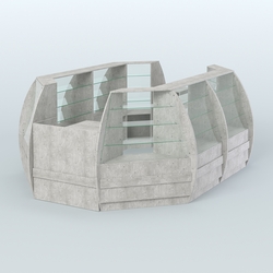 Торговый островок из стекла и дсп БРИЗ средний №3, Метрополитан Грей