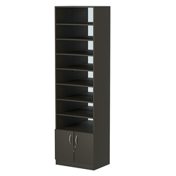 Стеллаж из ДСП с 7-ю полками 400x600 мм серии LEVEL-7 №7-2 (З/C - ЗЕРКАЛО), Черный