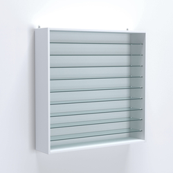 Витрина настенная №204-5Г открытая с девятью прозрачными полками, Белый