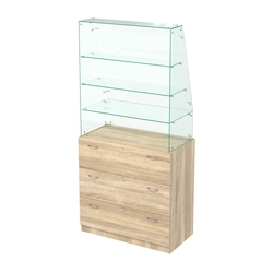 Прилавок с наклонным фасадным стеклом Селена-15, Дуб сонома