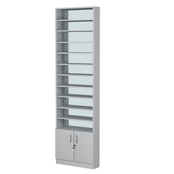 Стеллаж из ДСП с 10-ю полками 150x600 мм серии LEVEL-10 №2-2 (З/C - ЗЕРКАЛО), Серый