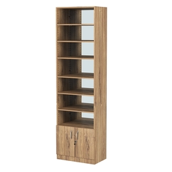 Стеллаж из ДСП с 6-ю полками 350x600 мм серии LEVEL-6 №6-2 (З/C - ЗЕРКАЛО), Дуб Канзас коричневый