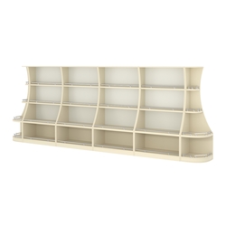 Пристенный низкий стеллаж ГАРАНТ №4-О с ограничителями, Крем Вайс + Белый