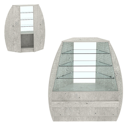 Торговый прилавок со стеклом серии БРИЗ №3 угловой (внешний угол), Метрополитан Грей