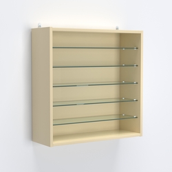 Витрина настенная №201-5Г открытая с пятью прозрачными полками, Крем Вайс