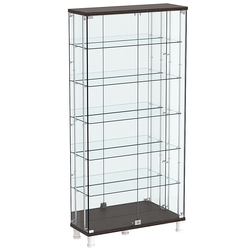 Витрина РОНДО с регулировочными полками №3-4-РЕГ на ножках (задняя стенка зеркало), Дуб Венге