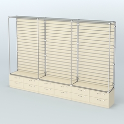 Торговая система ХРОМ (задняя стенка - Экономпанель) №9 с тумбами Т-14, Крем Вайс