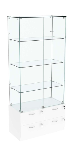 Витрина ХРУСТАЛЬ №5 прямоугольная (задняя стенка - стекло), Белый