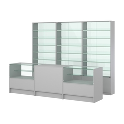 Комплект витрин с наклонными полками SL-6 №12-1 и прилавков ЭК-3, Серый