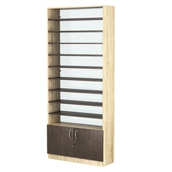 Стеллаж из ДСП с 10-ю полками 300x900 мм серии LEVEL-10 №12-1 (З/C - СТЕКЛО), Дуб Сонома + Дуб Венге