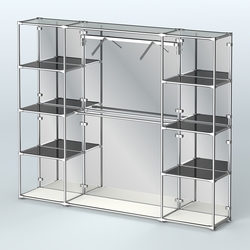 Торговая система ХРОМ (задняя стенка - зеркало) 2430 мм с тонированными полками и поручнями №11, Белый