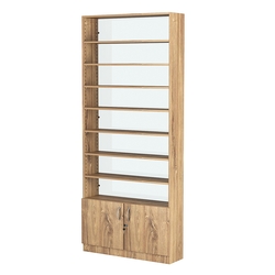 Стеллаж из ДСП с 7-ю полками 250x900 мм серии LEVEL-7 №11-1 (З/C - СТЕКЛО), Дуб Канзас коричневый