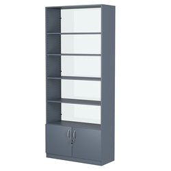 Стеллаж из ДСП с 4-мя полками 350x900 мм серии LEVEL-4 №13-1 (З/C - СТЕКЛО), Темно-Серый