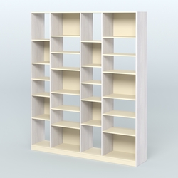 Стеллаж из ДСП серии ЛОФТ №15-2 с полками ДСП, Ясень Анкор светлый и Крем Вайс