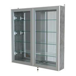 Витрина настенная №4-2А зеркальная серии Collecto, Бетон Чикаго светло-серый F186 ST9