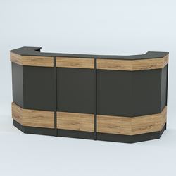 Ресепшен серии ПРАЙМ №6Б со скошенными углами, Черный + Дуб Канзас Коричневый