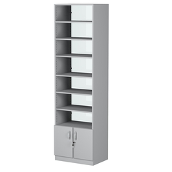 Стеллаж из ДСП с 6-ю полками 400x600 мм серии LEVEL-6 №7-1 (З/C - СТЕКЛО), Серый