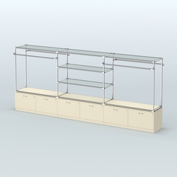 Островная торговая система ХРОМ 3600 мм с тумбами Т15 и поручнями №3, Крем Вайс