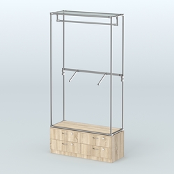 Торговая система ХРОМ без ДСП 1200 мм №2-2 с тумбой Т-14 и поручнями, Дуб Сонома