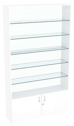 Витрина СЭСП-О №1-1-300 (З/C - Стекло) со стеклянными полками, Белый