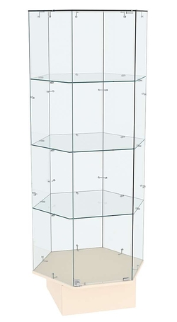 Витрина стеклянная шесть сторон Истра №43  (прозрачная), Крем Вайс