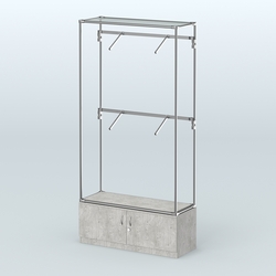 Торговая система ХРОМ без ДСП 1200 мм №3-4 с тумбой Т-21 и поручнями, Метрополитан Грей