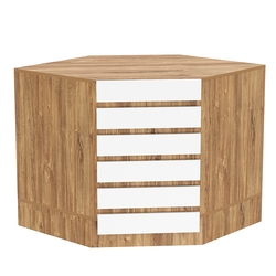 Торговый стол-прилавок внутренний с фасадными панелями №15Э, Дуб Канзас коричневый + Белый