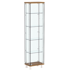 Витрина РОНДО с регулировочными полками №1-1-РЕГ на ножках (задняя стенка стекло), Орех